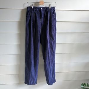 Corduroy pleat front high waisted trousers
